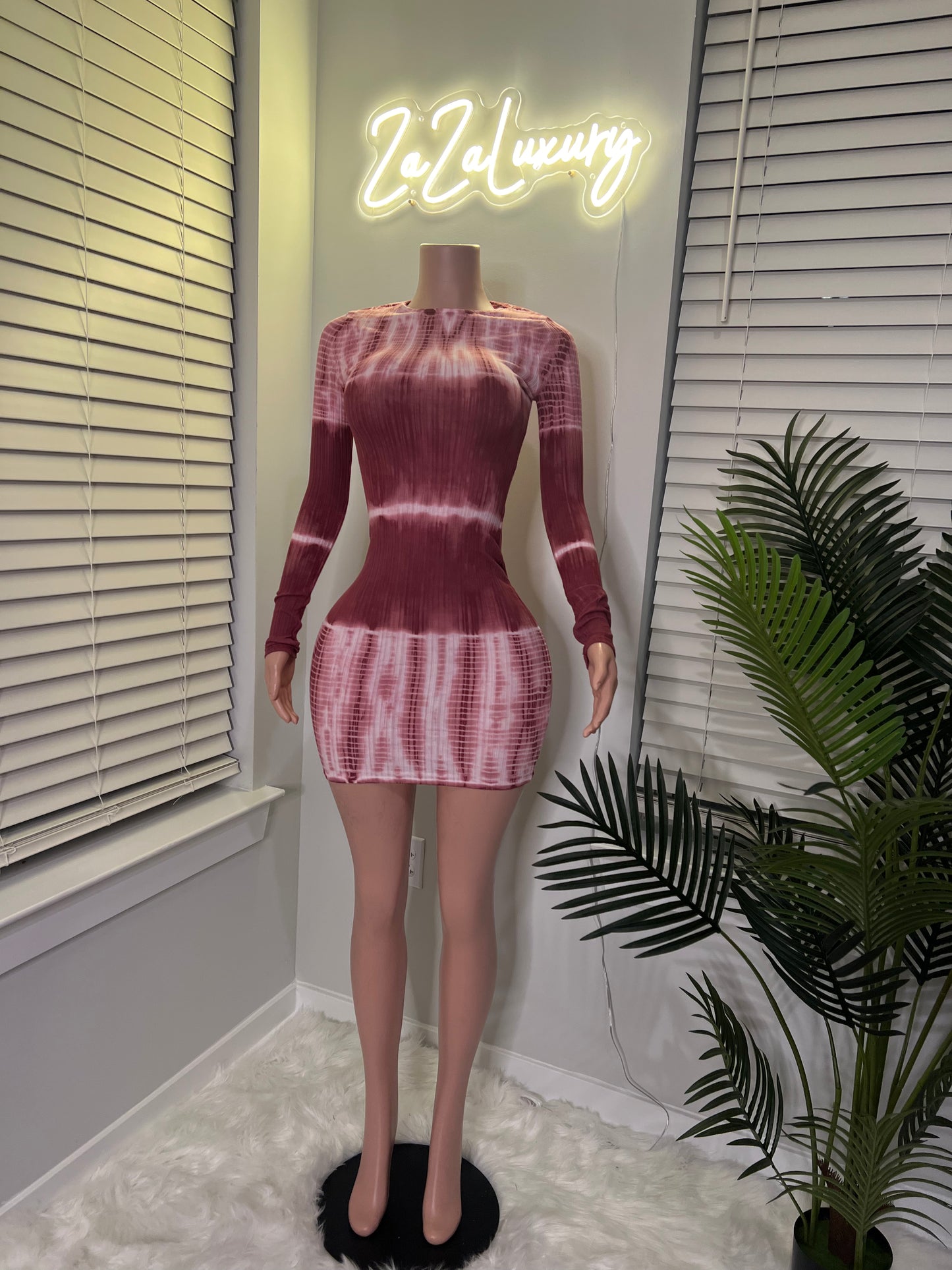 Burgundy Tye dye dress