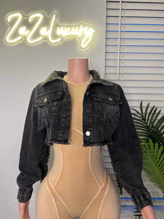 Black denim crop jacket